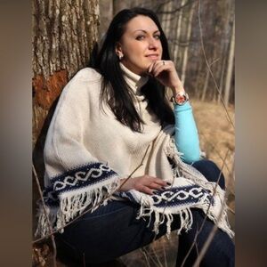 Vintage Northern Reflections Poncho fringe one size cotton cardigan